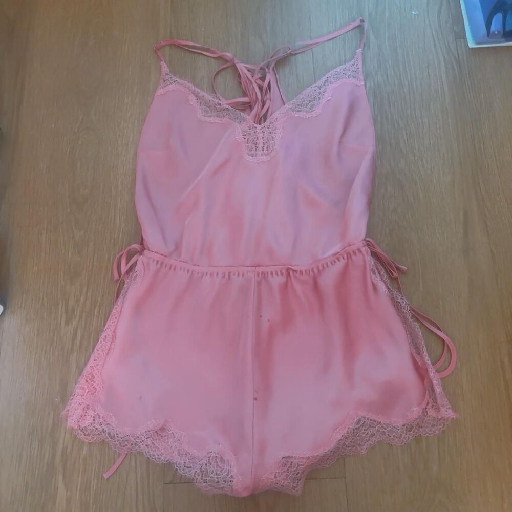 Victoria’s Secret pink lace playsuit romper with lace trim